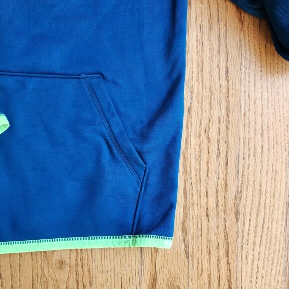 UNDER ARMOUR Performance Hoodie | Boy's Size Large | Blue and Neon Green - Picture 3 of 8